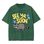 Chaoticclub See Ya Soon Raccoon Washed T-Shirt