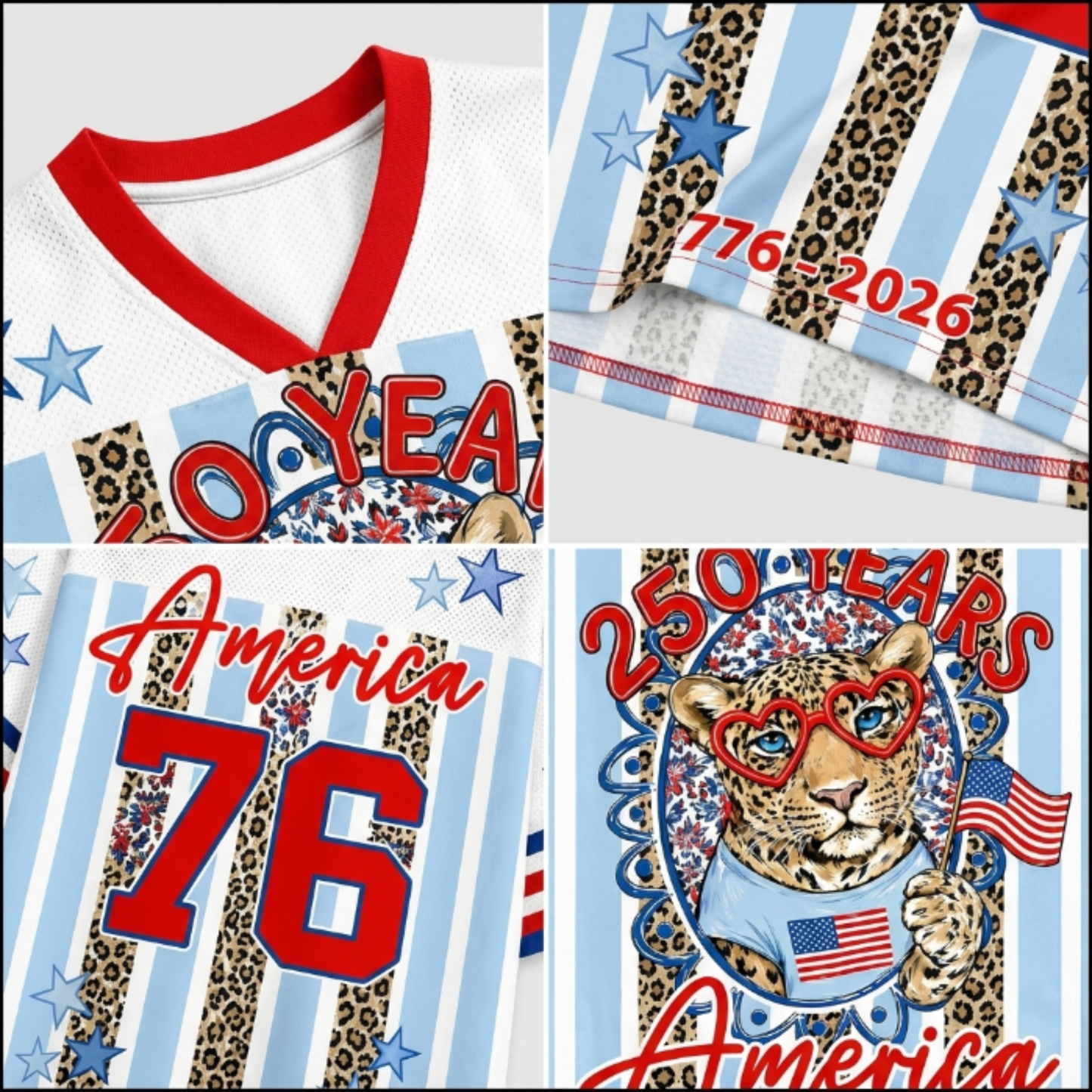 ChaoticClub Striped Patriotic Leopard America Mesh Jersey