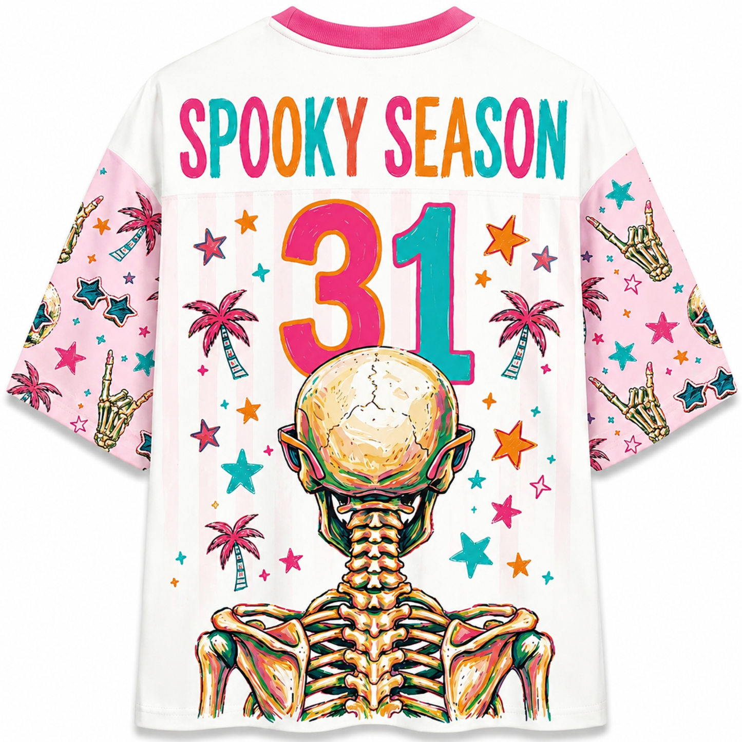 ChaoticClub Colorful Skull Ghost Bubblegum Halloween Mesh Jersey