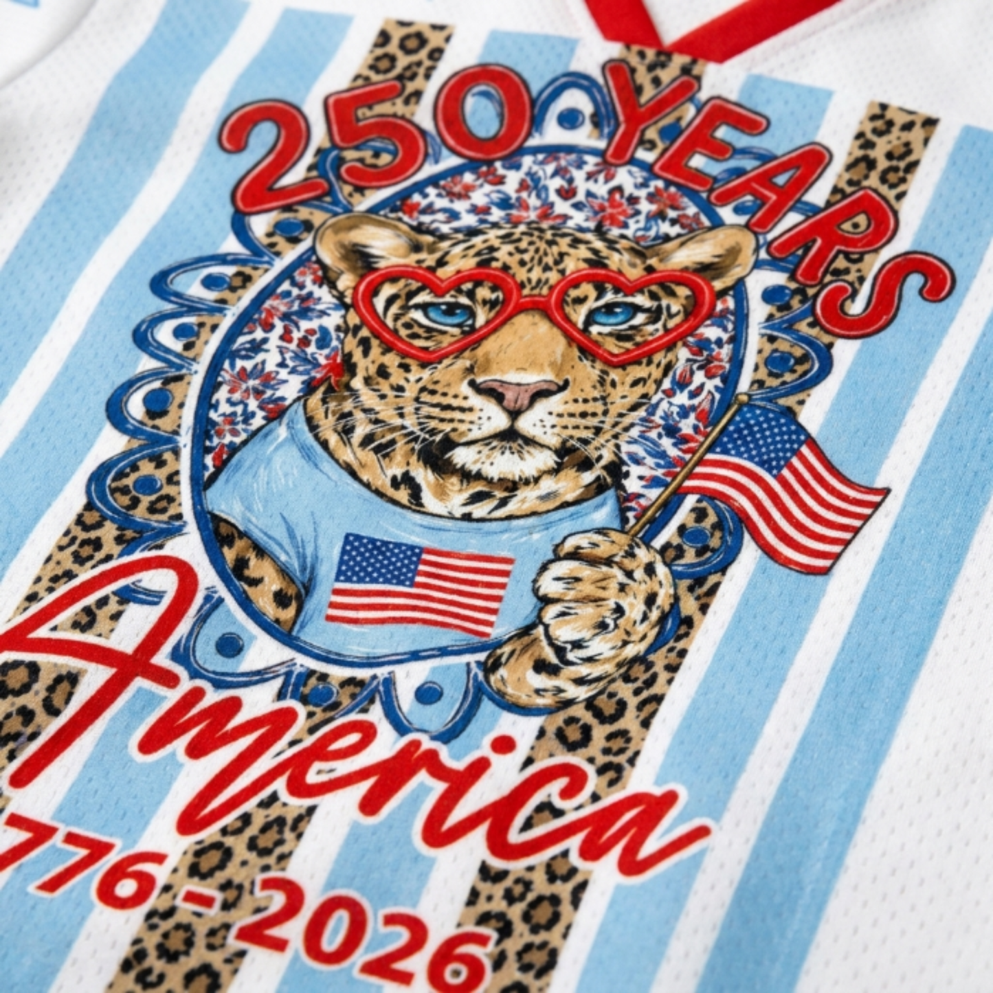 ChaoticClub Striped Patriotic Leopard America Mesh Jersey