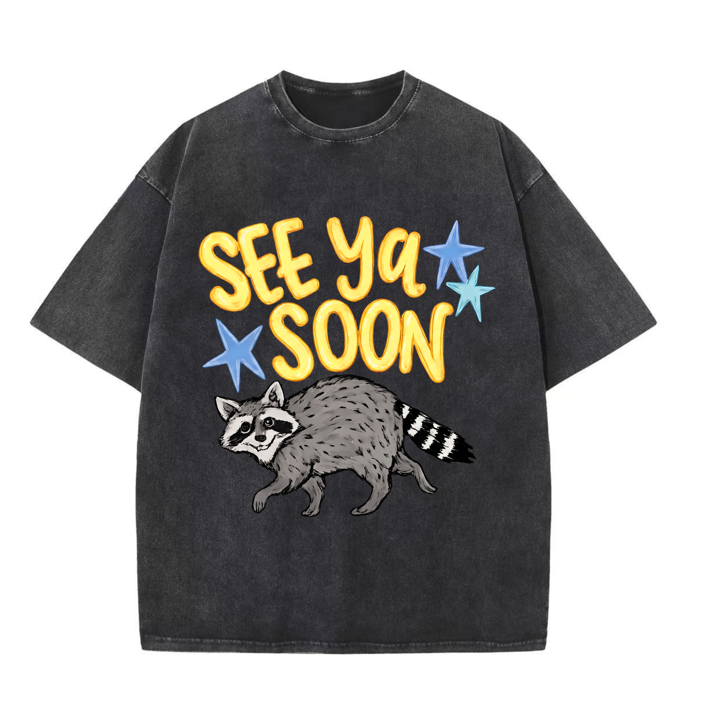 Chaoticclub See Ya Soon Raccoon Washed T-Shirt
