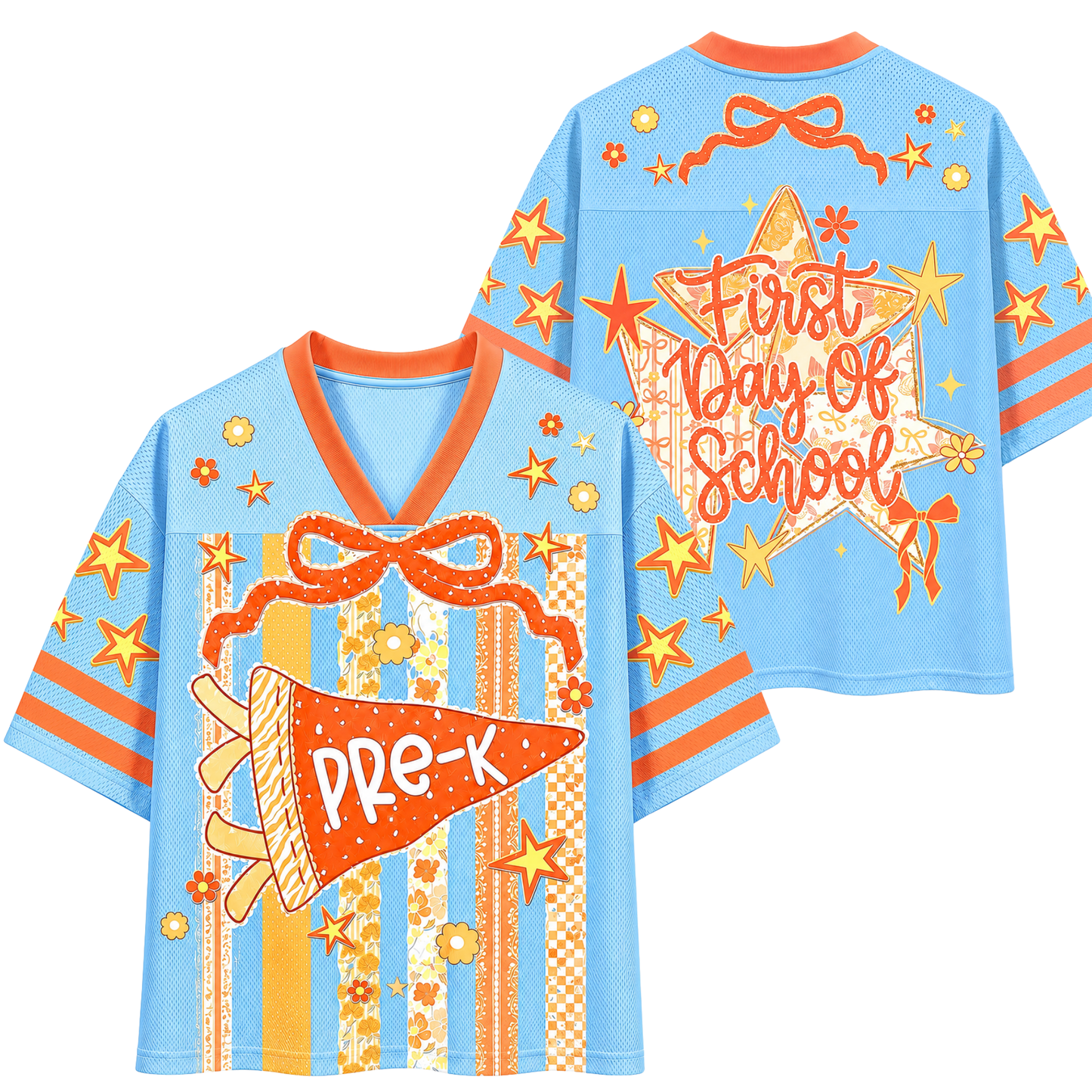 ChaoticClub Striped Floral Pennant Flag Mesh Jersey