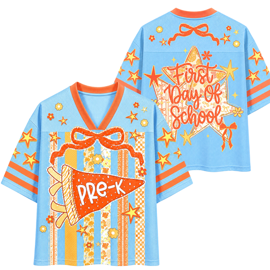 ChaoticClub Striped Floral Pennant Flag Mesh Jersey