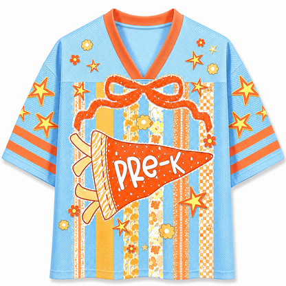 ChaoticClub Striped Floral Pennant Flag Mesh Jersey