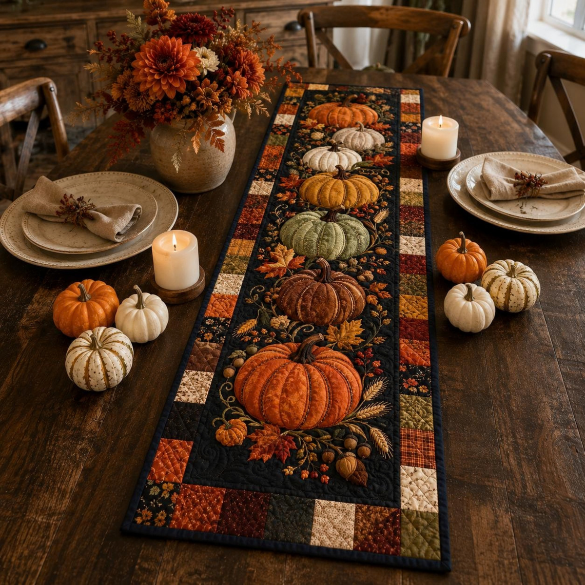 Chaotic Club Autumn Harvest Quilted Table Runner