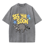 Chaoticclub See Ya Soon Raccoon Washed T-Shirt