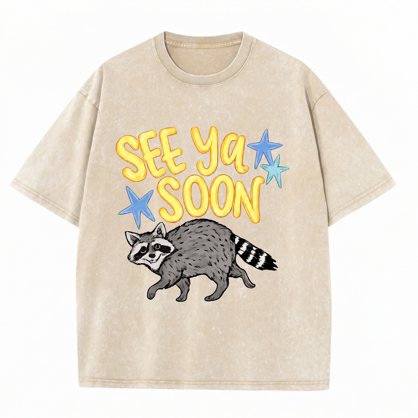 Chaoticclub See Ya Soon Raccoon Washed T-Shirt