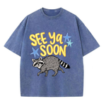 Chaoticclub See Ya Soon Raccoon Washed T-Shirt