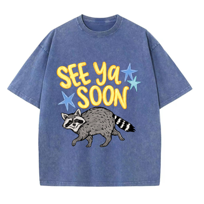 Chaoticclub See Ya Soon Raccoon Washed T-Shirt