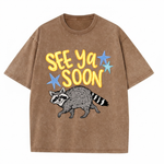 Chaoticclub See Ya Soon Raccoon Washed T-Shirt