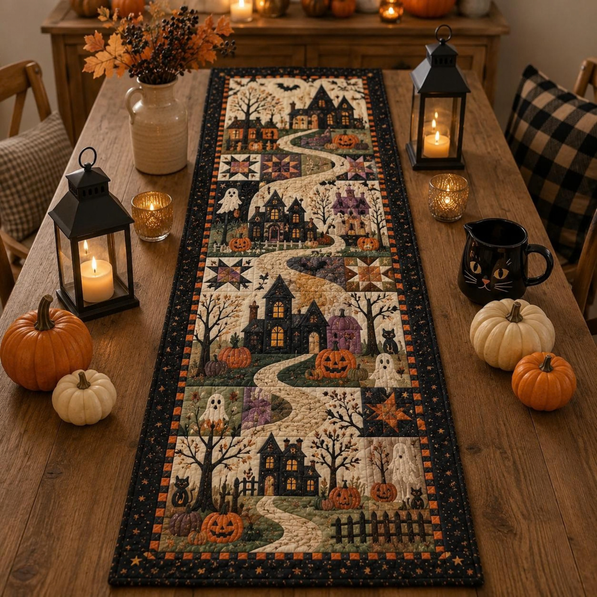 Chaotic Club Halloween Quilted Table Runner
