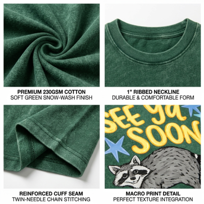 Chaoticclub See Ya Soon Raccoon Washed T-Shirt