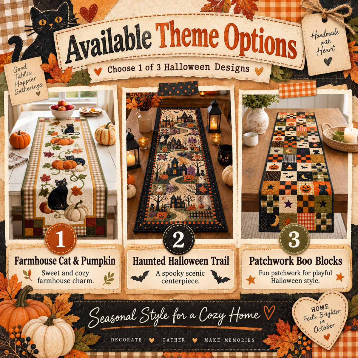 Chaotic Club Halloween Quilted Table Runner