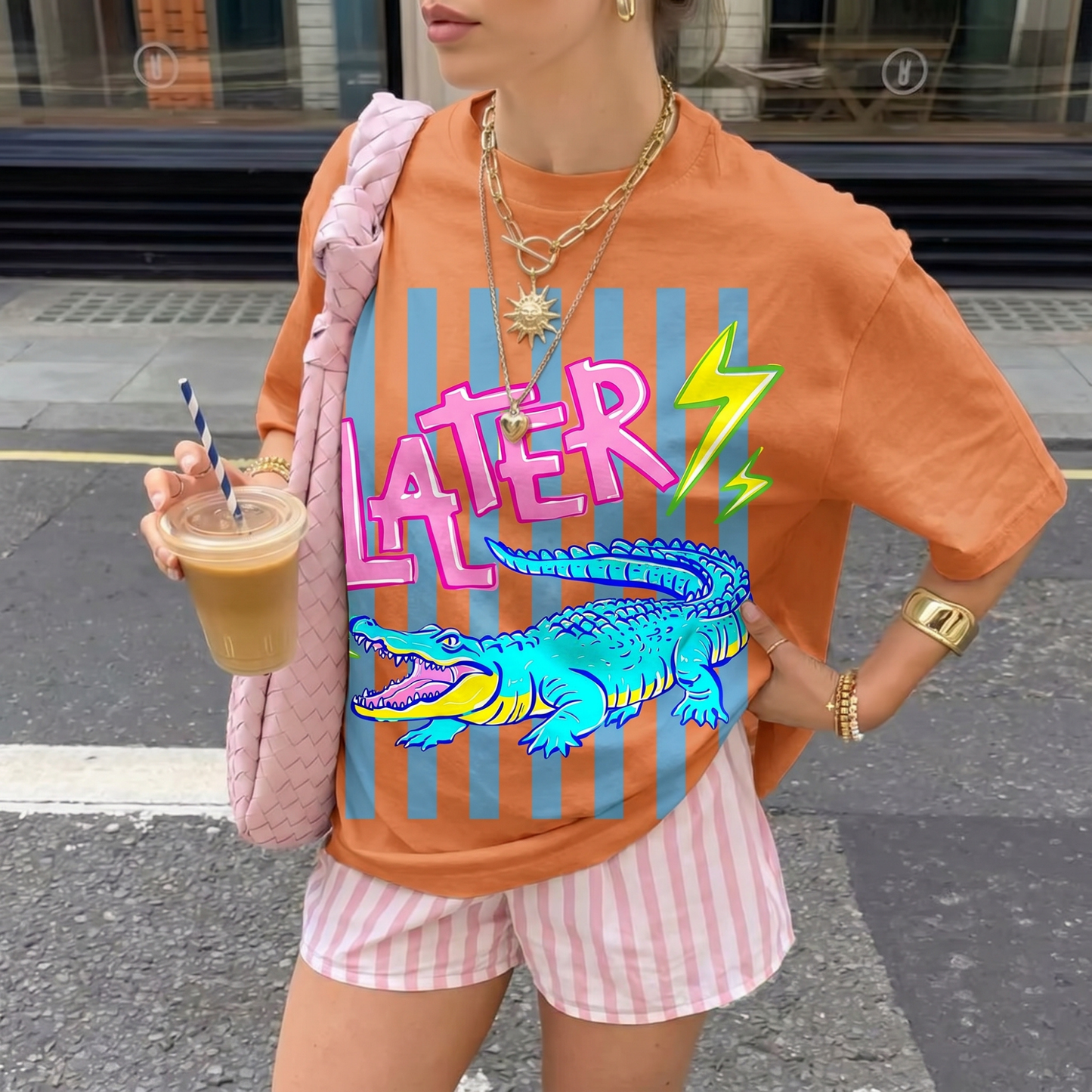 ChaoticClub Summer Later Crocodile Neon T-Shirt
