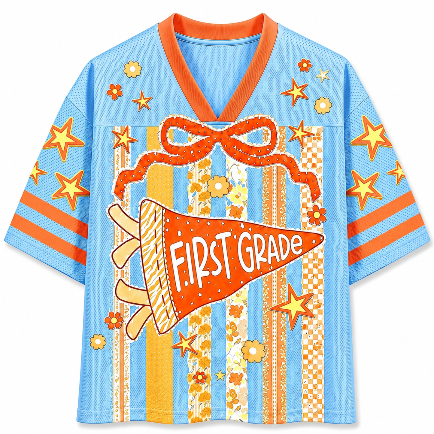 ChaoticClub Striped Floral Pennant Flag Mesh Jersey