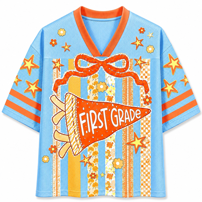 ChaoticClub Striped Floral Pennant Flag Mesh Jersey