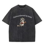 Chaoticclub Outnumbered By Boys Raccoon Washed T-Shirt