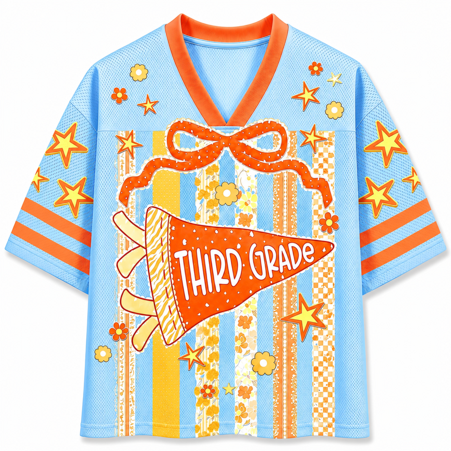 ChaoticClub Striped Floral Pennant Flag Mesh Jersey