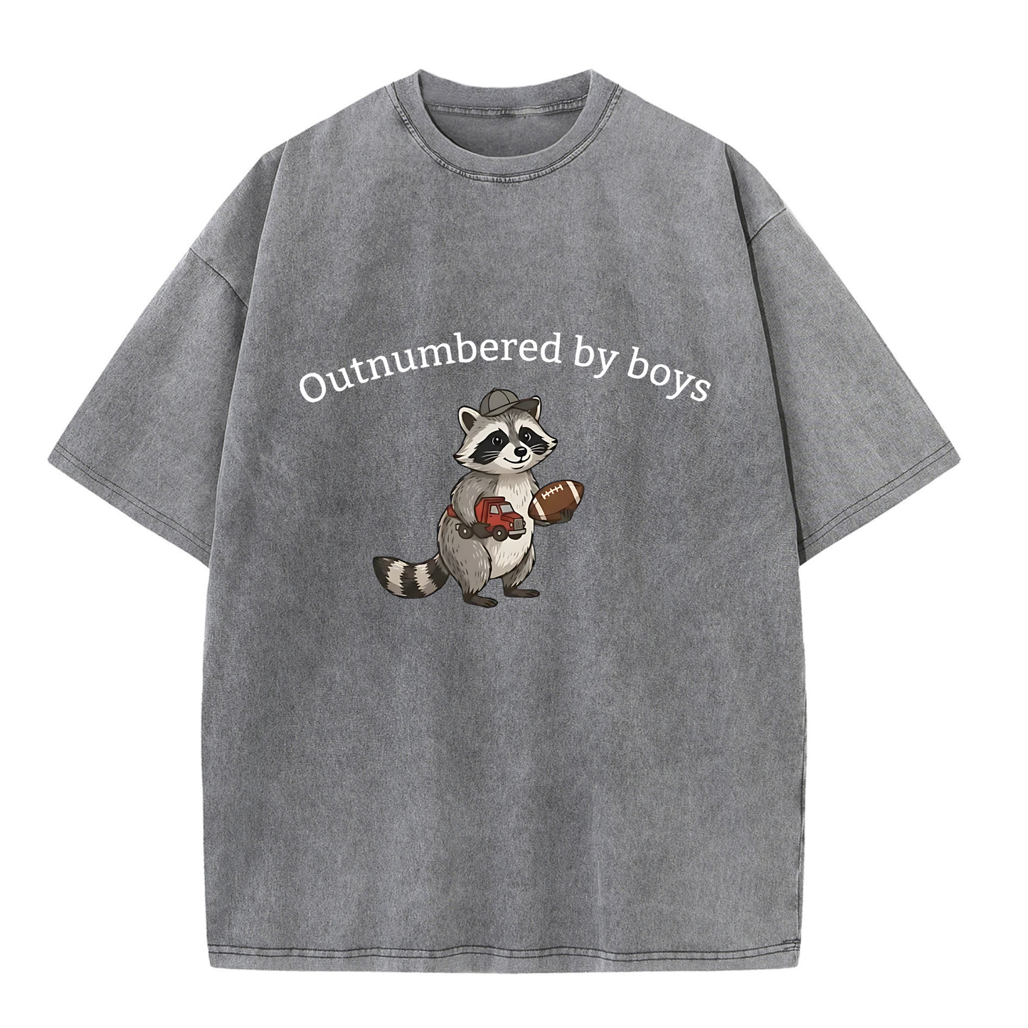 Chaoticclub Outnumbered By Boys Raccoon Washed T-Shirt