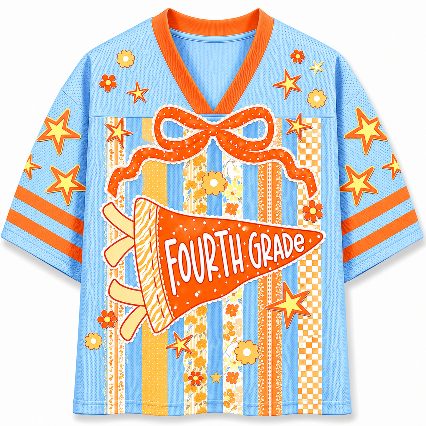 ChaoticClub Striped Floral Pennant Flag Mesh Jersey