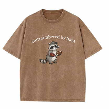 Chaoticclub Outnumbered By Boys Raccoon Washed T-Shirt
