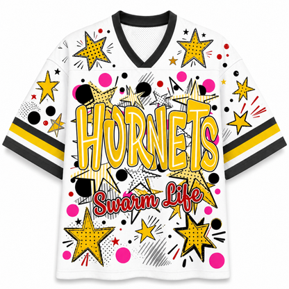 ChaoticClub Mascot Neon School Name Floral Mesh Jersey