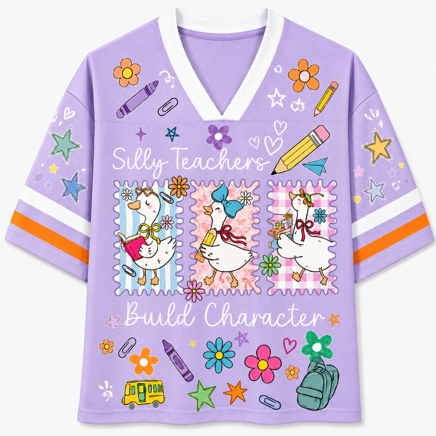 Chaotic Club Back to School Silly Teacher Builds Character Goose Mesh Jersey
