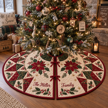 Chaotic Club Personalized Candy Quilt Christmas Tree Skirt