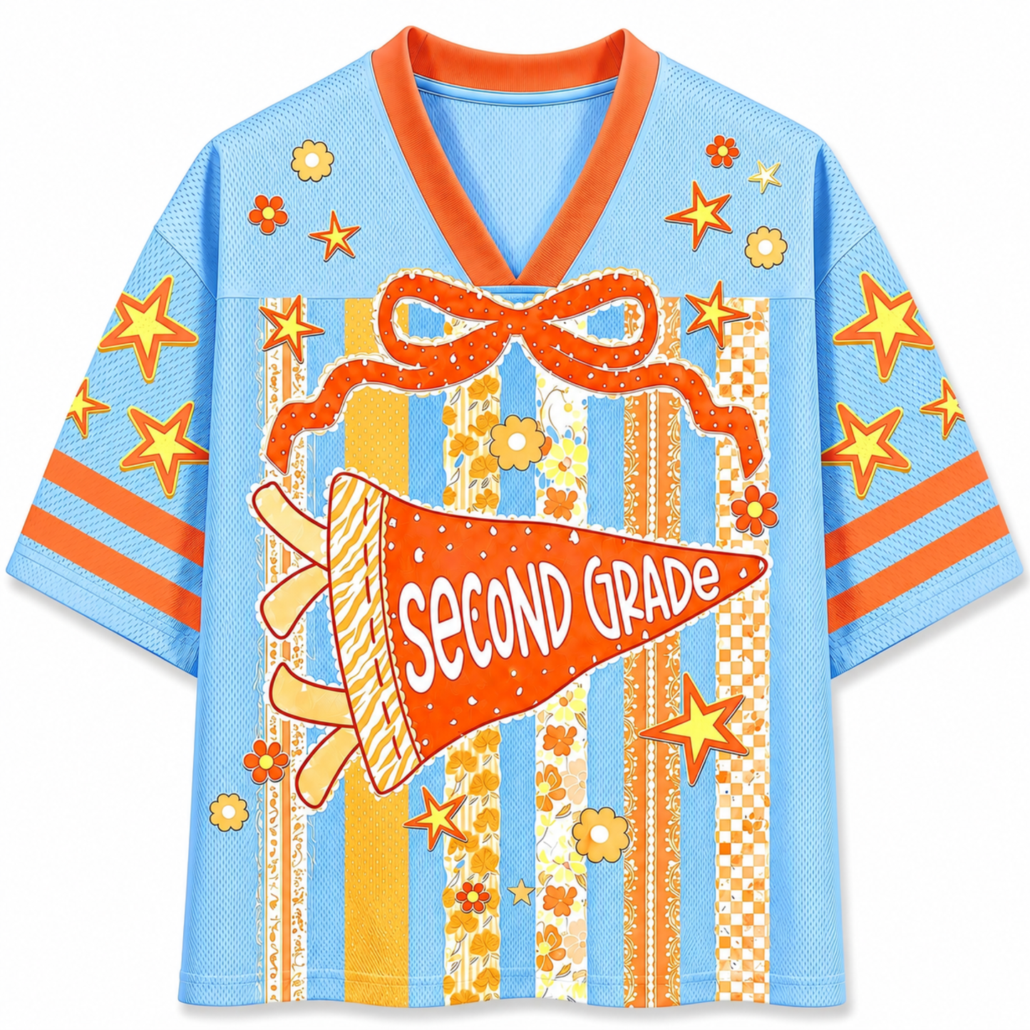 ChaoticClub Striped Floral Pennant Flag Mesh Jersey
