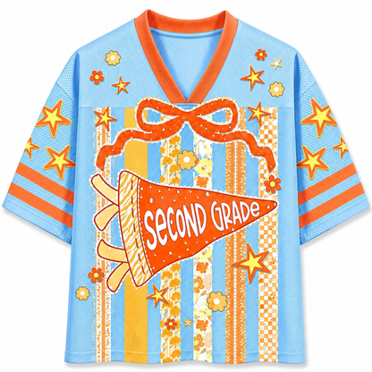 ChaoticClub Striped Floral Pennant Flag Mesh Jersey