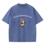 Chaoticclub Outnumbered By Boys Raccoon Washed T-Shirt