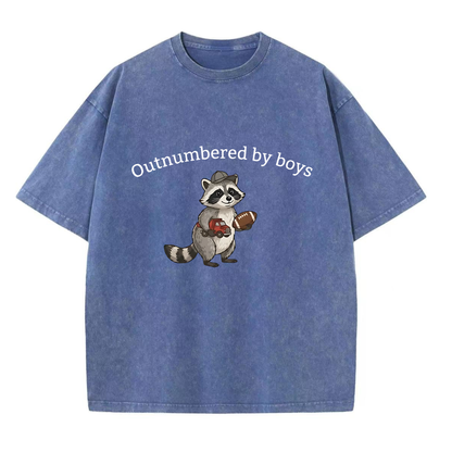 Chaoticclub Outnumbered By Boys Raccoon Washed T-Shirt