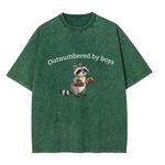 Chaoticclub Outnumbered By Boys Raccoon Washed T-Shirt