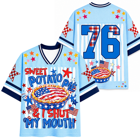 ChaoticClub Sweet Potato Pie & I Shut My Mouth Patriotic Mesh Jersey