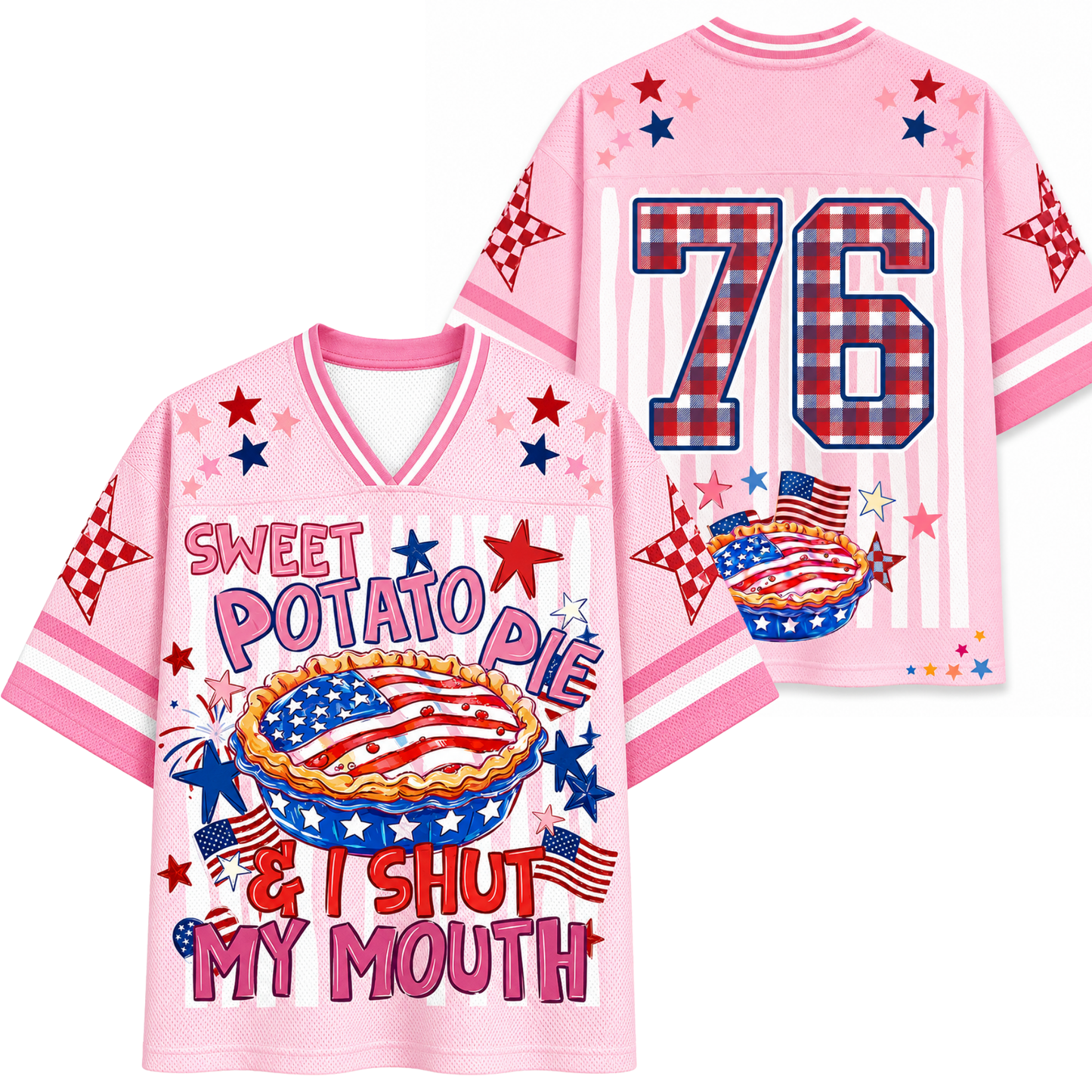 ChaoticClub Sweet Potato Pie & I Shut My Mouth Patriotic Mesh Jersey