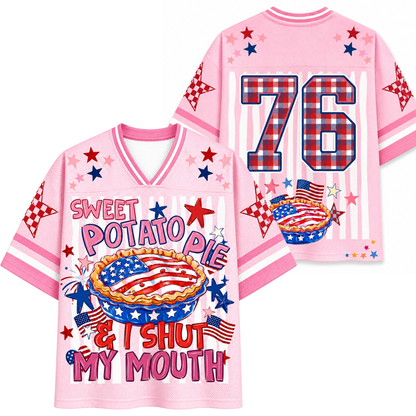 ChaoticClub Sweet Potato Pie & I Shut My Mouth Patriotic Mesh Jersey
