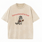 Chaoticclub Outnumbered By Boys Raccoon Washed T-Shirt