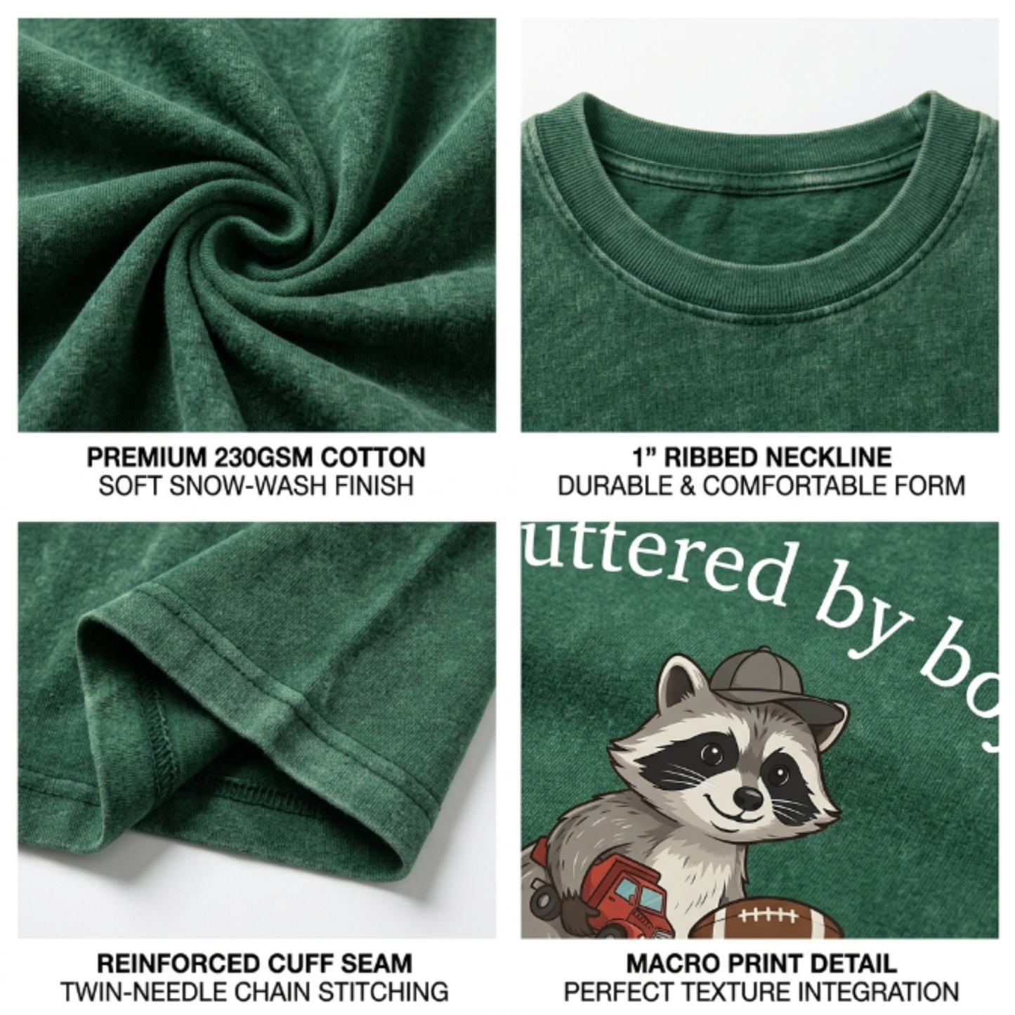 Chaoticclub Outnumbered By Boys Raccoon Washed T-Shirt