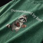 Chaoticclub Outnumbered By Boys Raccoon Washed T-Shirt