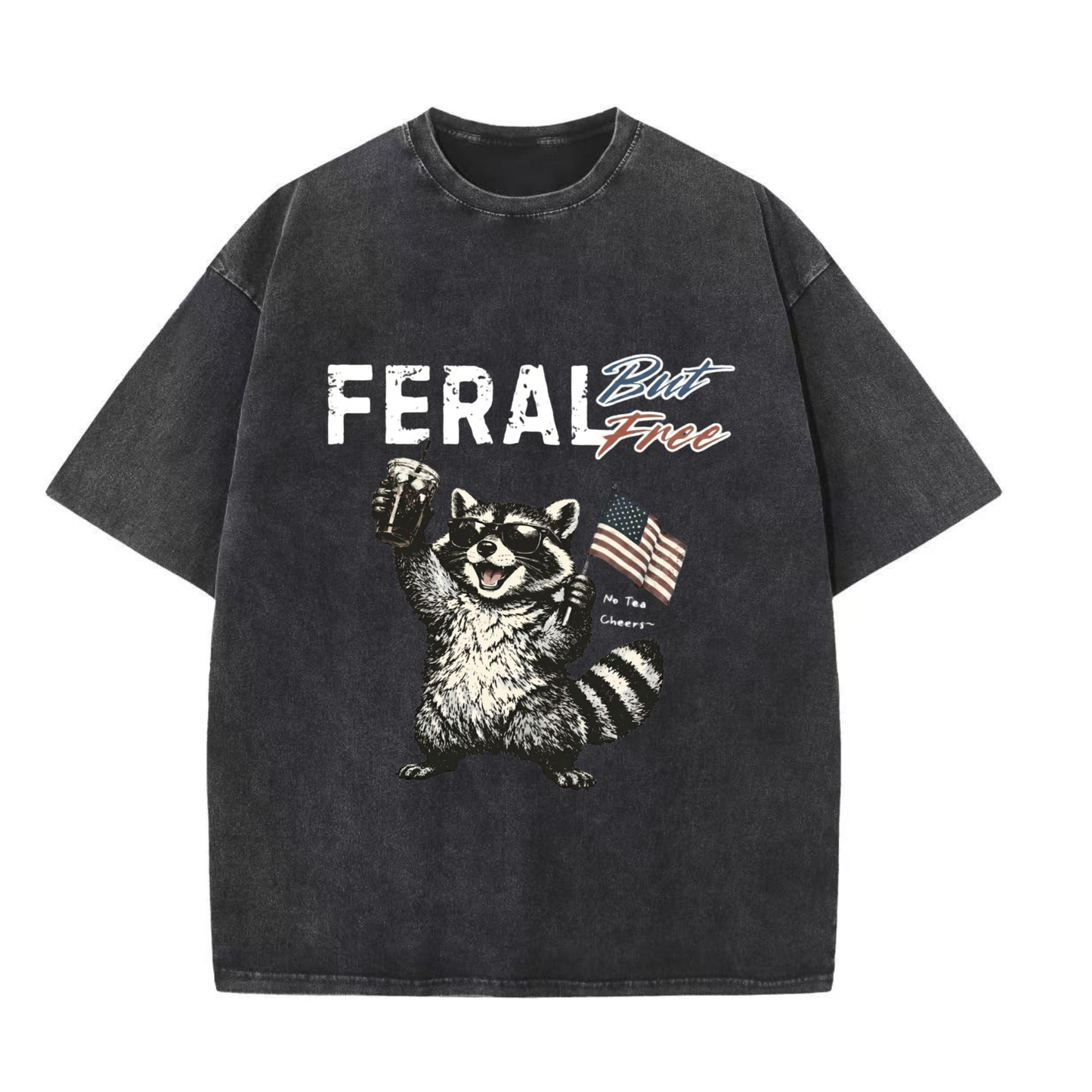 Chaoticclub 250th Feral Free Raccoon Washed T-Shirt