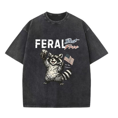 Chaoticclub 250th Feral Free Raccoon Washed T-Shirt