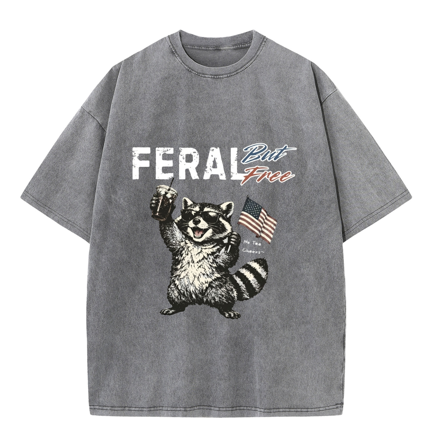 Chaoticclub 250th Feral Free Raccoon Washed T-Shirt
