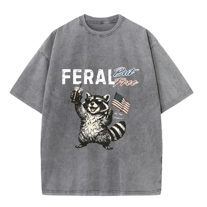 Chaoticclub 250th Feral Free Raccoon Washed T-Shirt