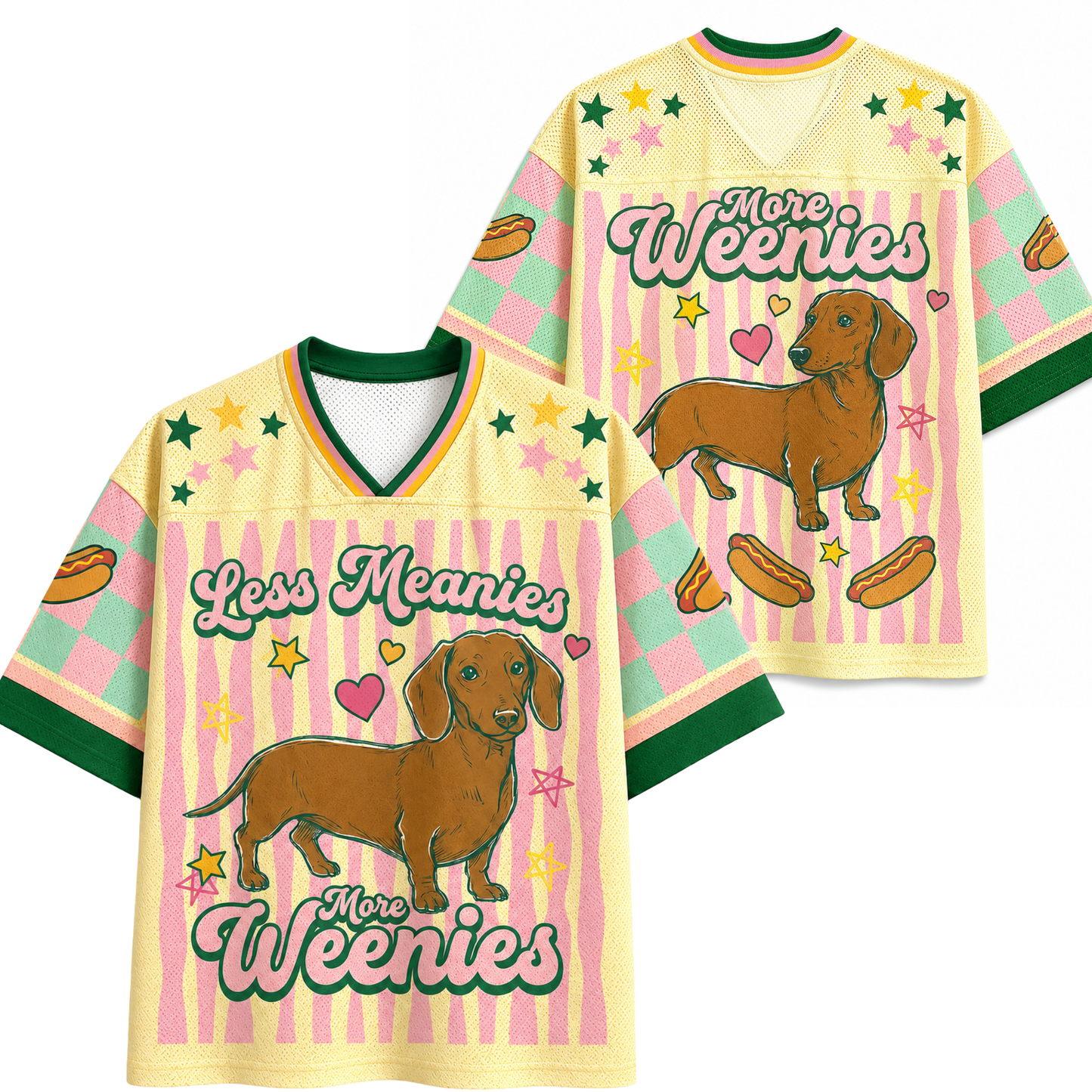 ChaoticClub Less Meanies More Weenies Dachshund Summer Mesh Jersey