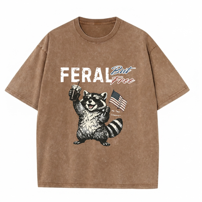 Chaoticclub 250th Feral Free Raccoon Washed T-Shirt