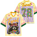 ChaoticClub Striped Raccoon Feral Eating Candy Summer Mesh Jersey