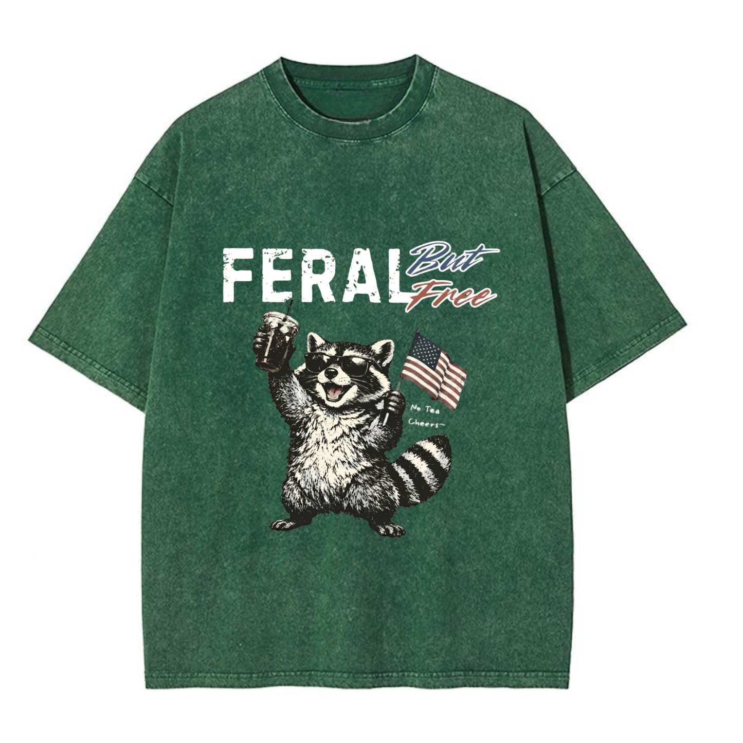 Chaoticclub 250th Feral Free Raccoon Washed T-Shirt
