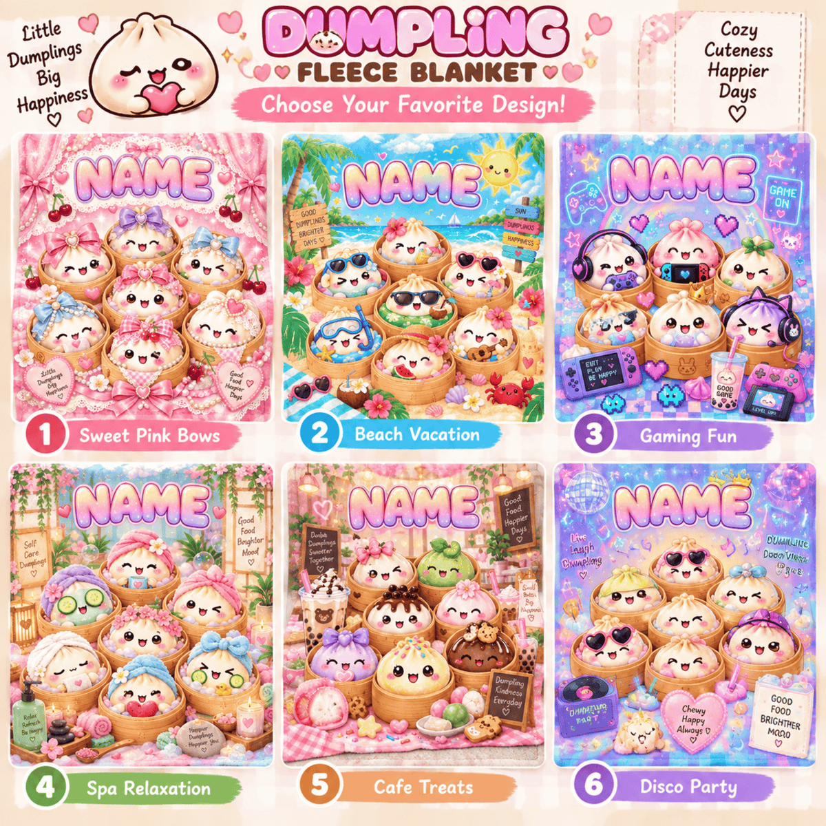 Chaotic Club Personalized Cute Dumpling Daily Life Fleece Blanket
