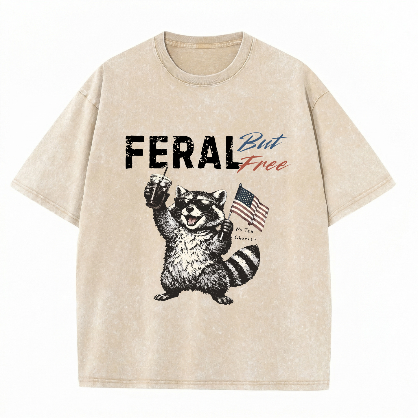 Chaoticclub 250th Feral Free Raccoon Washed T-Shirt