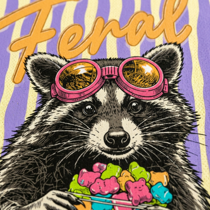 ChaoticClub Striped Raccoon Feral Eating Candy Summer Mesh Jersey